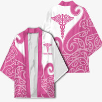 Personalised New Zealand Nurse Kimono Maori Koru Pink Version