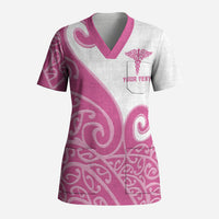 Personalised New Zealand Nurse Scrub Top Maori Koru Pink Version LT05 Adult Pink - Polynesian Pride