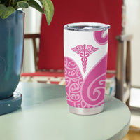 Personalised New Zealand Nurse Tumbler Cup Maori Koru Pink Version