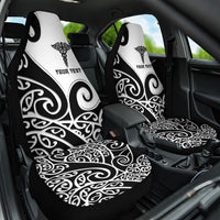 Personalised New Zealand Nurse Car Seat Cover Maori Koru Black Version
