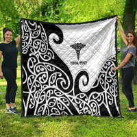 Personalised New Zealand Nurse Quilt Maori Koru Black Version