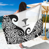 Personalised New Zealand Nurse Sarong Maori Koru Black Version