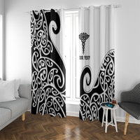 Personalised New Zealand Nurse Window Curtain Maori Koru Black Version LT05 With Grommets Black - Polynesian Pride