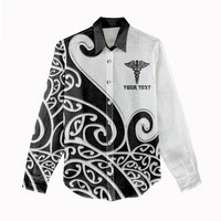 Personalised New Zealand Nurse Women Casual Shirt Maori Koru Black Version LT05 - Polynesian Pride