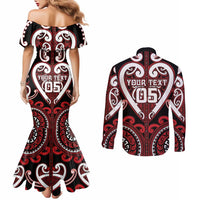 Custom Aotearoa Ngapuhi Couples Matching Mermaid Dress and Long Sleeve Button Shirt Maori Tribal Pattern