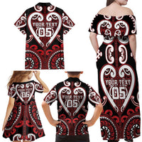 Custom Aotearoa Ngapuhi Family Matching Off Shoulder Maxi Dress and Hawaiian Shirt Maori Tribal Pattern