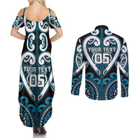 Custom Aotearoa Ngati Porou Couples Matching Summer Maxi Dress and Long Sleeve Button Shirt Maori Tribal Pattern