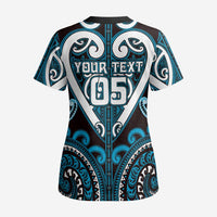 Custom Aotearoa Ngati Porou Scrub Top Maori Tribal Pattern - Polynesian Pride