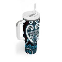 Custom Aotearoa Ngati Porou Tumbler With Handle Maori Tribal Pattern LT05 - Polynesian Pride