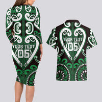 Custom Aotearoa Ngai Tahu Couples Matching Long Sleeve Bodycon Dress and Hawaiian Shirt Maori Tribal Pattern LT05 - Polynesian Pride