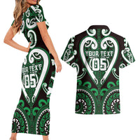 Custom Aotearoa Ngai Tahu Couples Matching Short Sleeve Bodycon Dress and Hawaiian Shirt Maori Tribal Pattern LT05 - Polynesian Pride