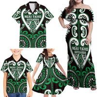 Custom Aotearoa Ngai Tahu Family Matching Off Shoulder Maxi Dress and Hawaiian Shirt Maori Tribal Pattern