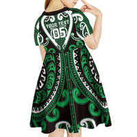 Custom Aotearoa Ngai Tahu Kid Short Sleeve Dress Maori Tribal Pattern LT05 - Polynesian Pride