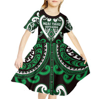 Custom Aotearoa Ngai Tahu Kid Short Sleeve Dress Maori Tribal Pattern LT05 - Polynesian Pride