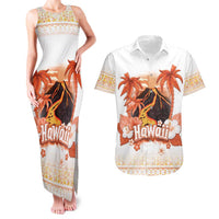 Hawaiian Volcano Lava Flow Couples Matching Tank Maxi Dress and Hawaiian Shirt With Hawaiian Tapa Pattern