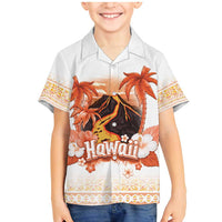 Hawaiian Volcano Lava Flow Family Matching Mermaid Dress and Hawaiian Shirt With Hawaiian Tapa Pattern