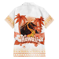 Hawaiian Volcano Lava Flow Family Matching Off The Shoulder Long Sleeve Dress and Hawaiian Shirt With Hawaiian Tapa Pattern