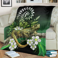 Aotearoa New Zealand Tuatara Blanket Maori Koru Art