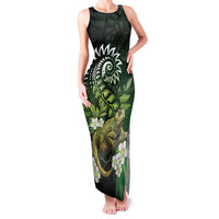 Aotearoa New Zealand Tuatara Family Matching Tank Maxi Dress and Hawaiian Shirt Maori Koru Art LT05 Mom's Dress Green - Polynesian Pride