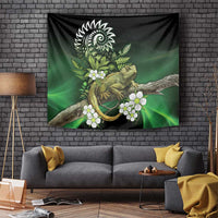 Aotearoa New Zealand Tuatara Tapestry Maori Koru Art