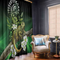 Aotearoa New Zealand Tuatara Window Curtain Maori Koru Art