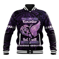 Personalised Alzheimer's Awareness Baseball Jacket You May Not Remember But I Will Never Forget