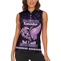 Personalised Alzheimer's Awareness Women Sleeveless Polo Shirt You May Not Remember But I Will Never Forget