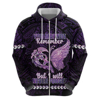 Personalised Alzheimer's Awareness Zip Hoodie You May Not Remember But I Will Never Forget