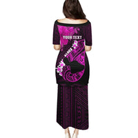 Personalized Hawaii Maui Puletasi Polynesian Fish Hook Hibiscus Pink Version LT05 - Polynesian Pride