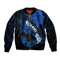 Hawaii Maui Bomber Jacket Polynesian Fish Hook Hibiscus Blue Version LT05 Unisex Blue - Polynesian Pride
