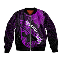 Personalized Hawaii Maui Bomber Jacket Polynesian Fish Hook Hibiscus Purple Version LT05 Unisex Purple - Polynesian Pride