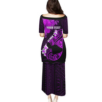 Personalized Hawaii Maui Puletasi Polynesian Fish Hook Hibiscus Purple Version LT05 - Polynesian Pride