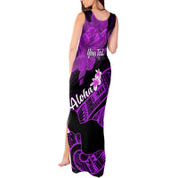 Personalized Hawaii Maui Tank Maxi Dress Polynesian Fish Hook Hibiscus Purple Version LT05 - Polynesian Pride