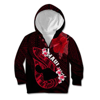 Personalized Hawaii Maui Kid Hoodie Polynesian Fish Hook Hibiscus Red Version LT05 Zip Hoodie Red - Polynesian Pride