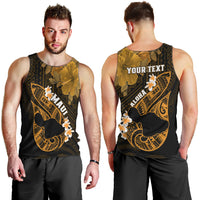 Personalized Hawaii Maui Men Tank Top Polynesian Fish Hook Hibiscus Gold Version LT05 - Polynesian Pride