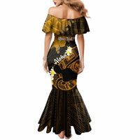 Personalized Hawaii Maui Mermaid Dress Polynesian Fish Hook Hibiscus Gold Version LT05 - Polynesian Pride