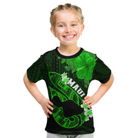 Hawaii Maui Kid T Shirt Polynesian Fish Hook Hibiscus Green Version LT05 Green - Polynesian Pride