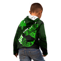 Personalized Hawaii Maui Kid Hoodie Polynesian Fish Hook Hibiscus Green Version LT05 - Polynesian Pride