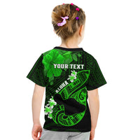 Personalized Hawaii Maui Kid T Shirt Polynesian Fish Hook Hibiscus Green Version LT05 - Polynesian Pride