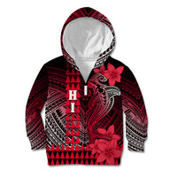 Personalized Hawaii Kid Hoodie Hammerhead Shark Kakau Polynesian Tribal Red LT05 Zip Hoodie Red - Polynesian Pride