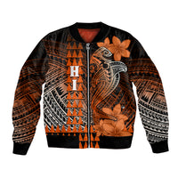 Personalized Hawaii Bomber Jacket Hammerhead Shark Kakau Polynesian Tribal Orange LT05 Unisex Orange - Polynesian Pride