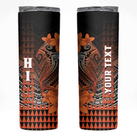 Personalized Hawaii Skinny Tumbler Hammerhead Shark Kakau Polynesian Tribal Orange