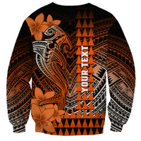 Personalized Hawaii Sweatshirt Hammerhead Shark Kakau Polynesian Tribal Orange LT05 - Polynesian Pride