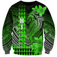 Personalized Hawaii Sweatshirt Hammerhead Shark Kakau Polynesian Tribal Green LT05 Unisex Green - Polynesian Pride
