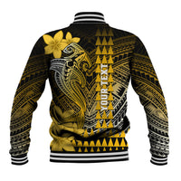 Personalized Hawaii Baseball Jacket Hammerhead Shark Kakau Polynesian Tribal Gold LT05 - Polynesian Pride