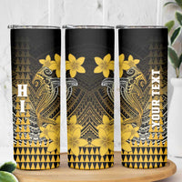 Personalized Hawaii Skinny Tumbler Hammerhead Shark Kakau Polynesian Tribal Gold