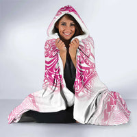 Breast Cancer Pink Out Hooded Blanket Polynesian Art Tattoo White Version