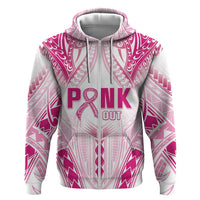 Breast Cancer Pink Out Hoodie Polynesian Art Tattoo White Version