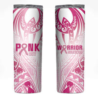 Breast Cancer Pink Out Skinny Tumbler Polynesian Art Tattoo White Version LT05 White - Polynesian Pride