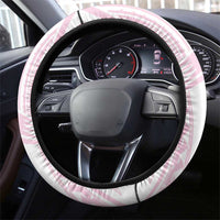 Breast Cancer Pink Out Steering Wheel Cover Polynesian Art Tattoo White Version